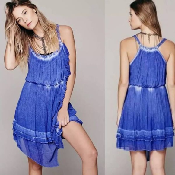 Free People Dresses & Skirts - Free People Aphrodite Tie Dye Asymmetrical Ruffle Dress